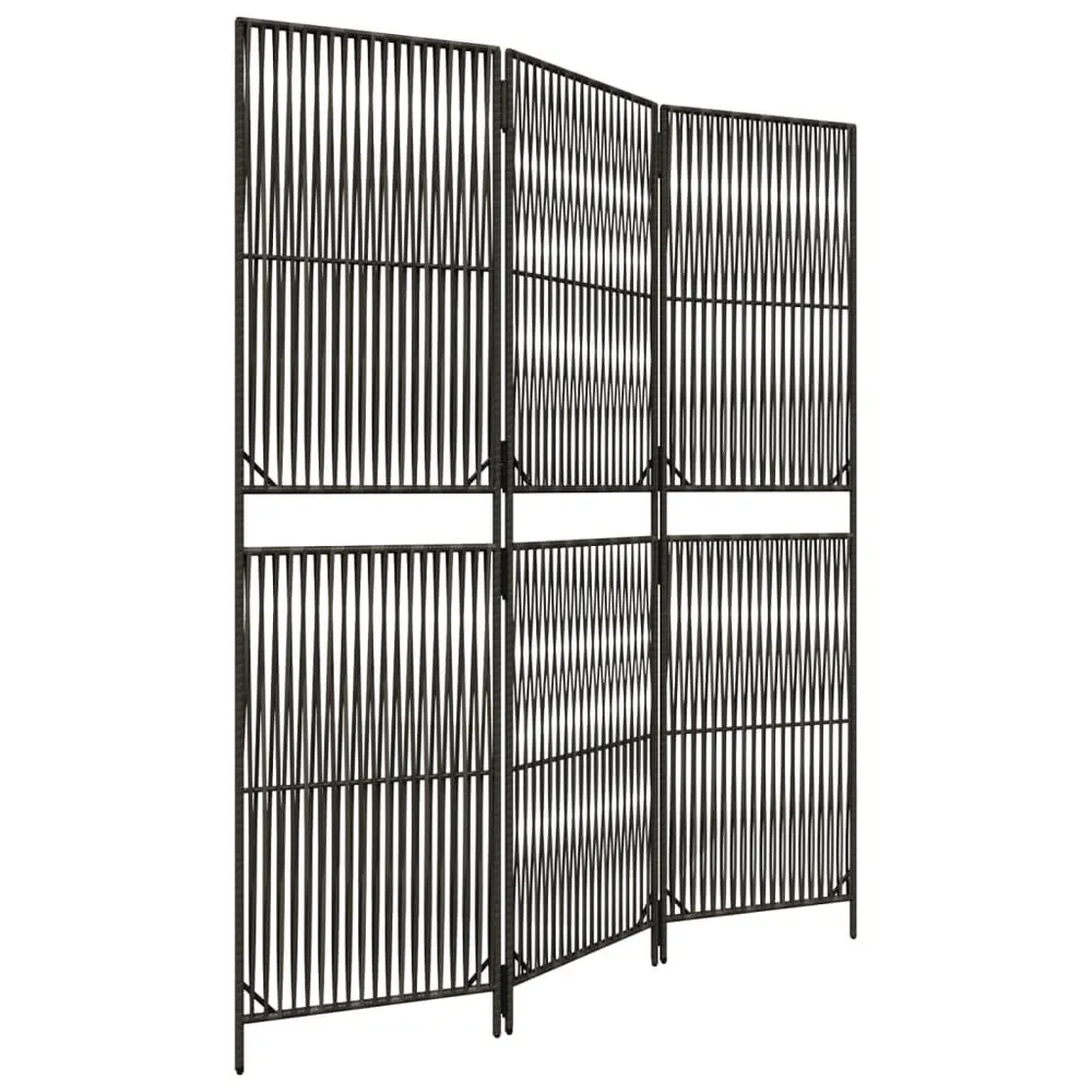 3D-relief Kamerscherm 3 panelen poly rattan grijs