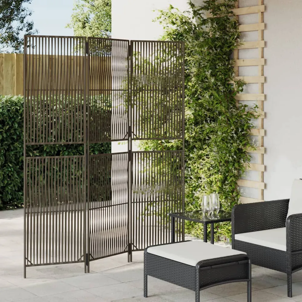 3D-relief Kamerscherm 3 panelen poly rattan grijs