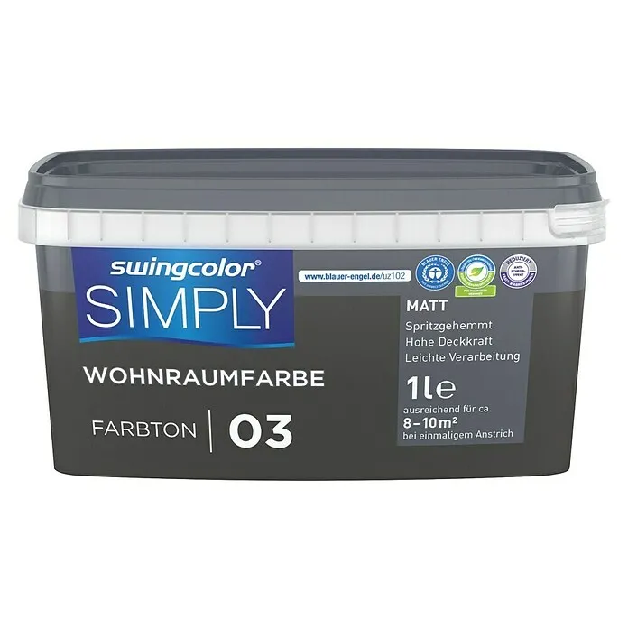 Papieren swingcolor Muurverf SIMPLY NR. 3 - Grijs - Nr. 03, Mat, 1 l