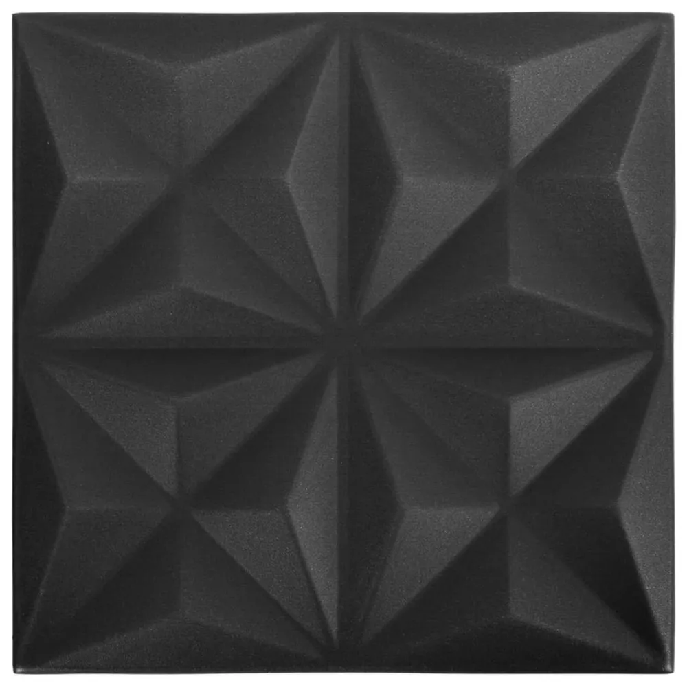 Papieren 12 st Wandpanelen 3D origami 3 m² 50x50 cm zwart