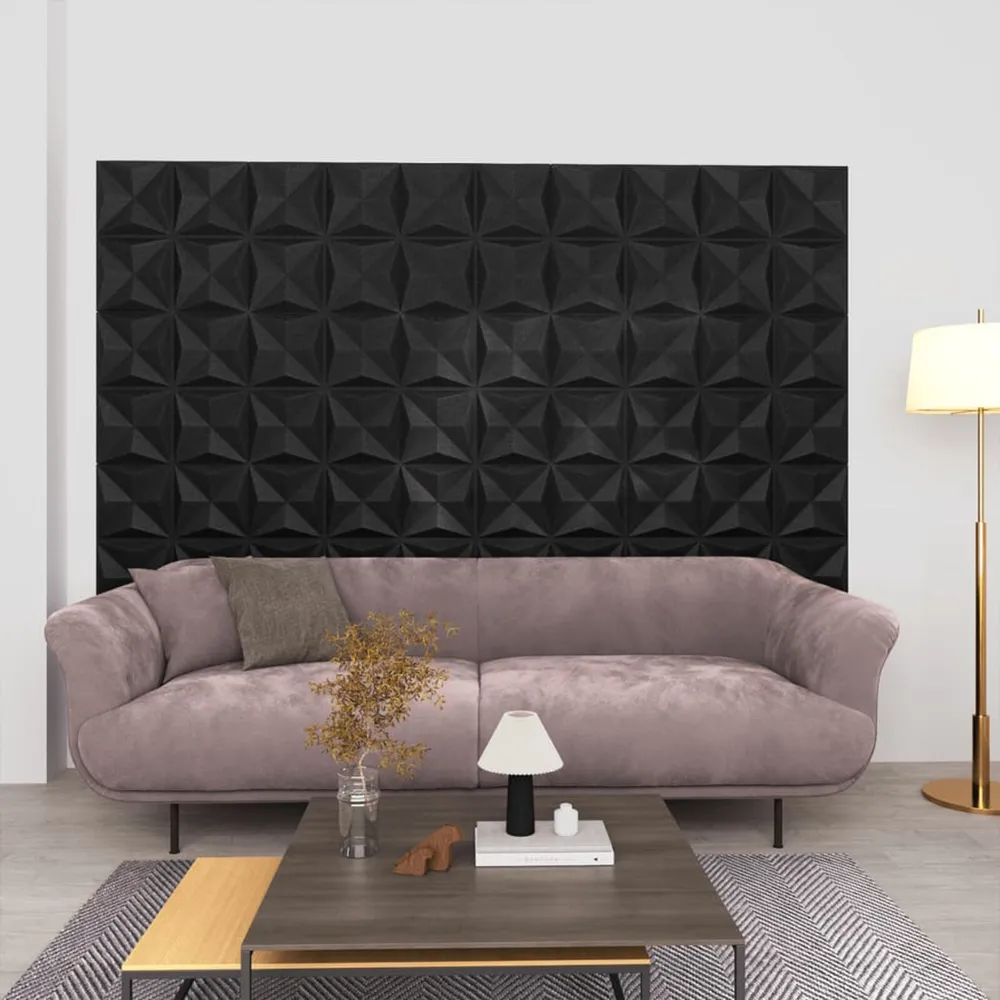 Papieren 12 st Wandpanelen 3D origami 3 m² 50x50 cm zwart