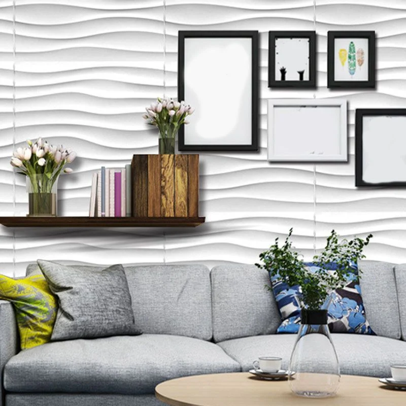 Wall Paneling Foam Peel and Stick 3D Opgezet Living Room Wall Panel White