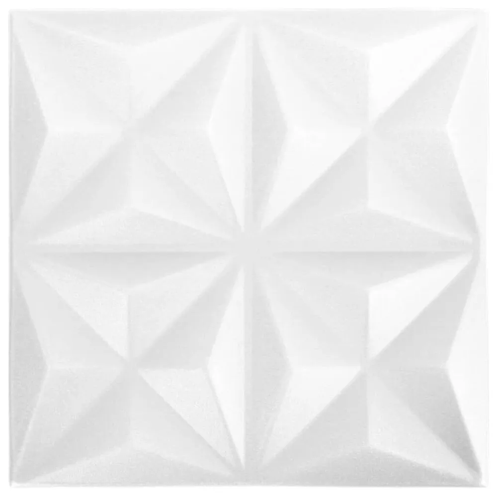12 st Wandpanelen 3D origami 3 m² 50x50 cm wit met afwerkmes