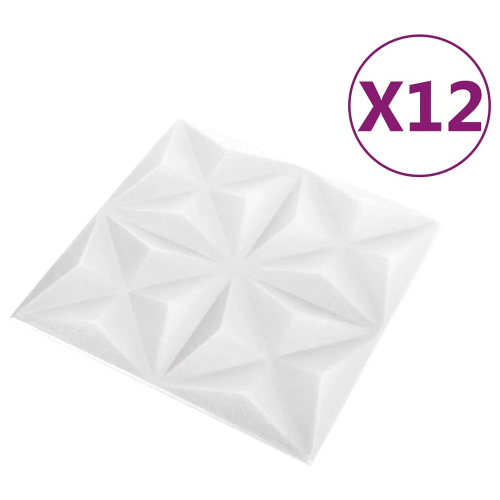 12 st Wandpanelen 3D origami 3 m² 50x50 cm wit met afwerkmes