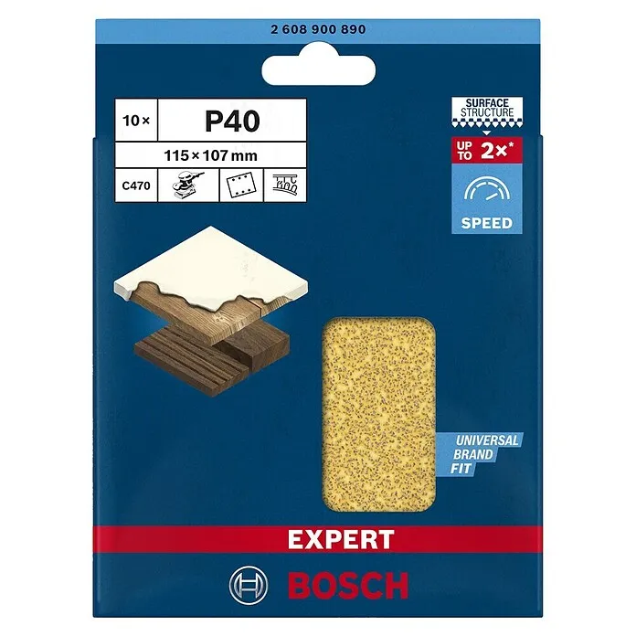 Bosch Expert Schuurbladen C470 - Korreling: 40, 115 x 107 mm, 10 st.