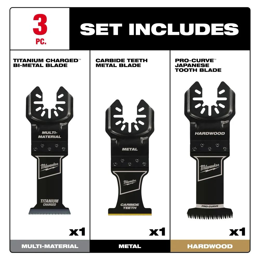 MILWAUKEE 3 PC. OPEN-LOK™ All-Purpose Multi-Tool Blade Variety Pack