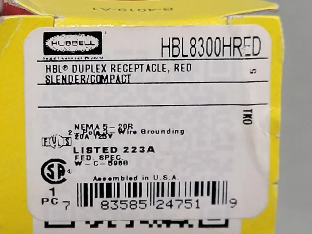 20A 125V Duplex Receptacle HBL8300HRED met Kinderbeveiliging