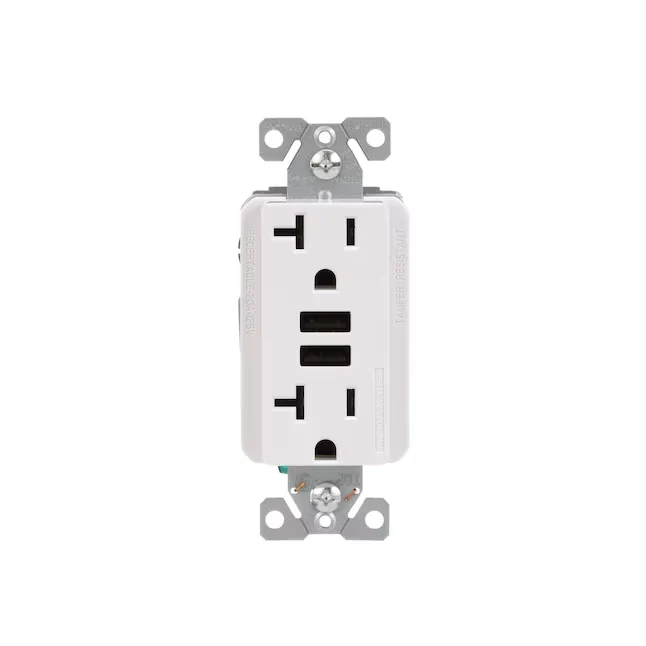 Eaton 20-Amp 125-volt Tamper Resistant Residential/Commercial Decorator USB Outlet Dubbel Type , White