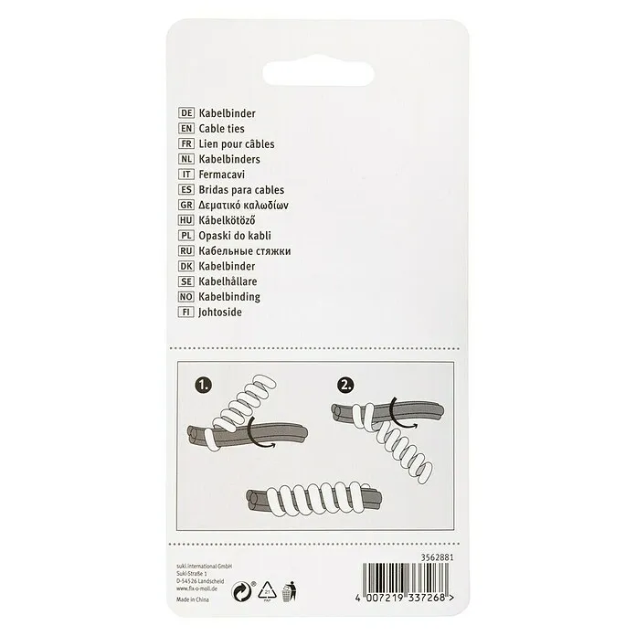 Geaarde Fix-o-moll Hersluitbare kabelbinder - Meerkleurig, Kunststof