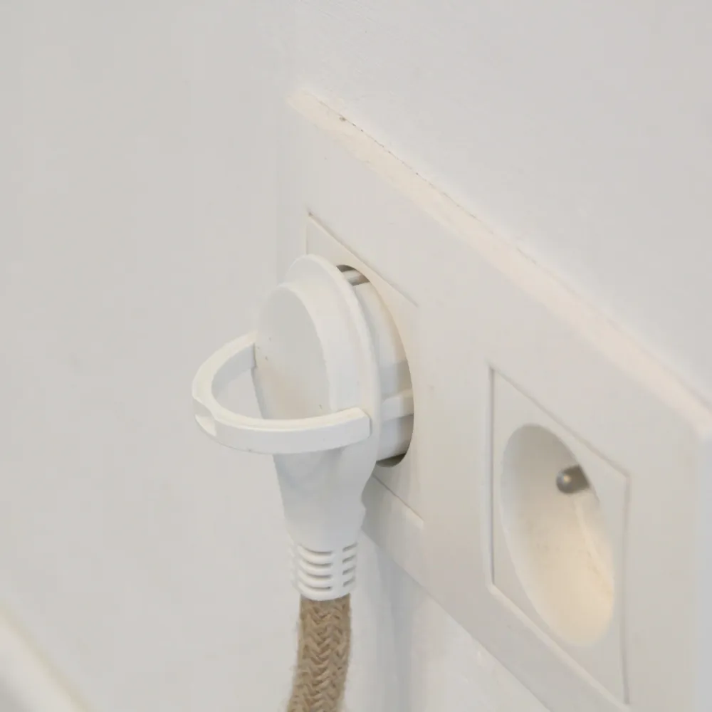 Linen textile extension cord - white flat plug - 3m