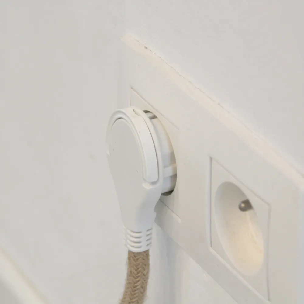 Linen textile extension cord - white flat plug - 3m