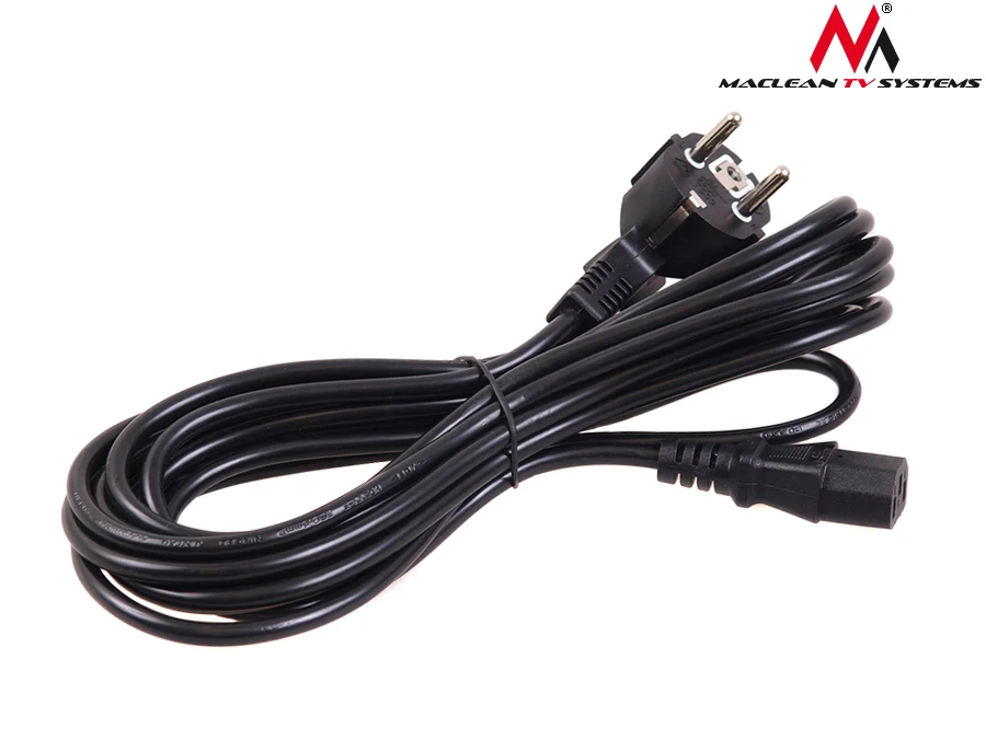 Maclean MCTV-801 Voedingskabel 3-pins EU-stekker lengte 5m Zwart