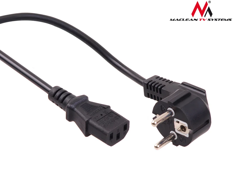 Maclean MCTV-801 Voedingskabel 3-pins EU-stekker lengte 5m Zwart