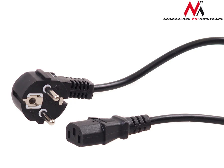 Maclean MCTV-801 Voedingskabel 3-pins EU-stekker lengte 5m Zwart