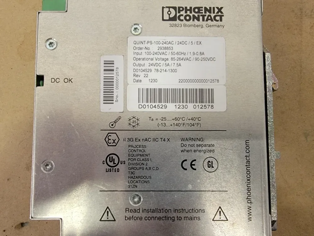 QUINT-PS-100-240AC/24DC/5/EX Power Supply Unit 2938853