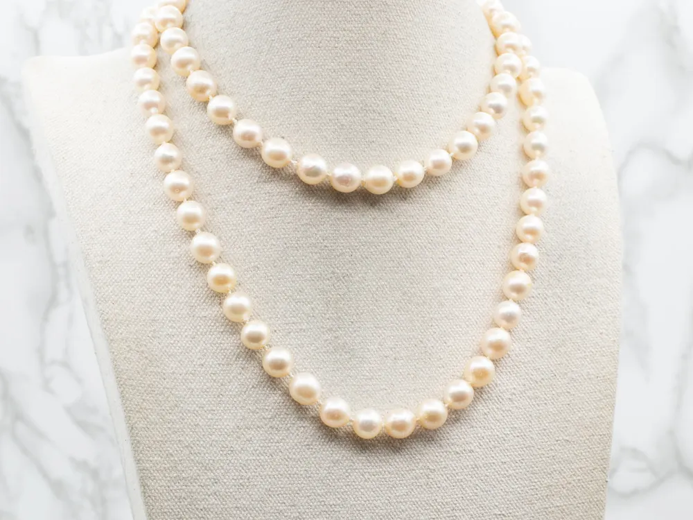 Vintage Pearl Necklace Amethyst and Jade Floral Clasp