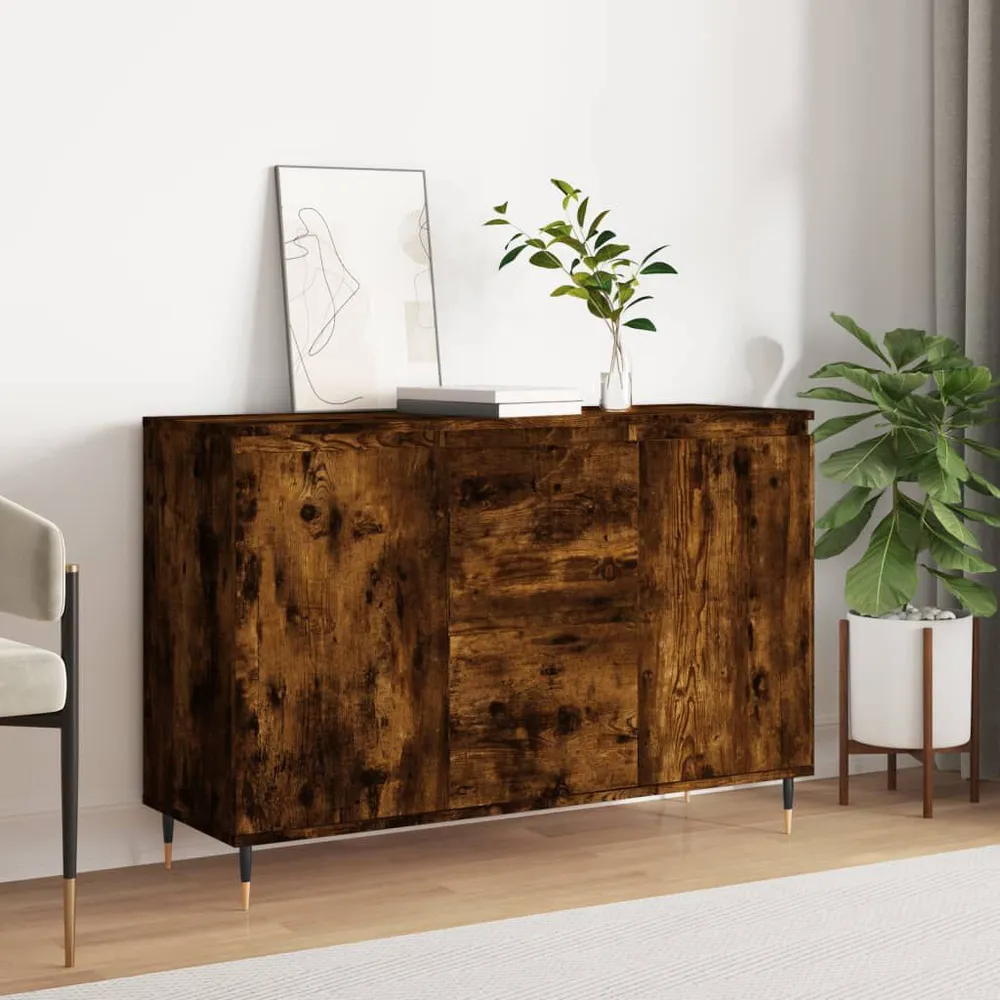 Dressoir 104x35x70 cm bewerkt hout gerookt eikenkleurig met Slotsysteem