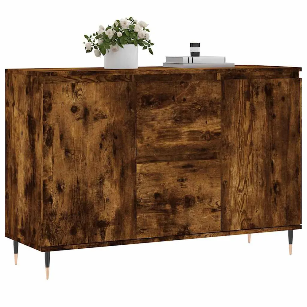 Dressoir 104x35x70 cm bewerkt hout gerookt eikenkleurig met Slotsysteem