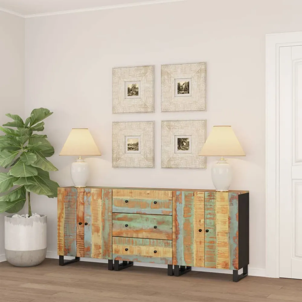 3 st Dressoir massief gerecycled hout voor Werkplaats