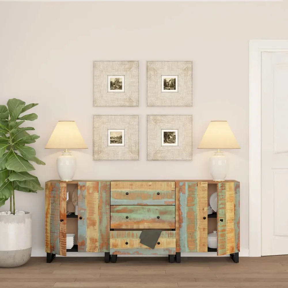 3 st Dressoir massief gerecycled hout voor Werkplaats