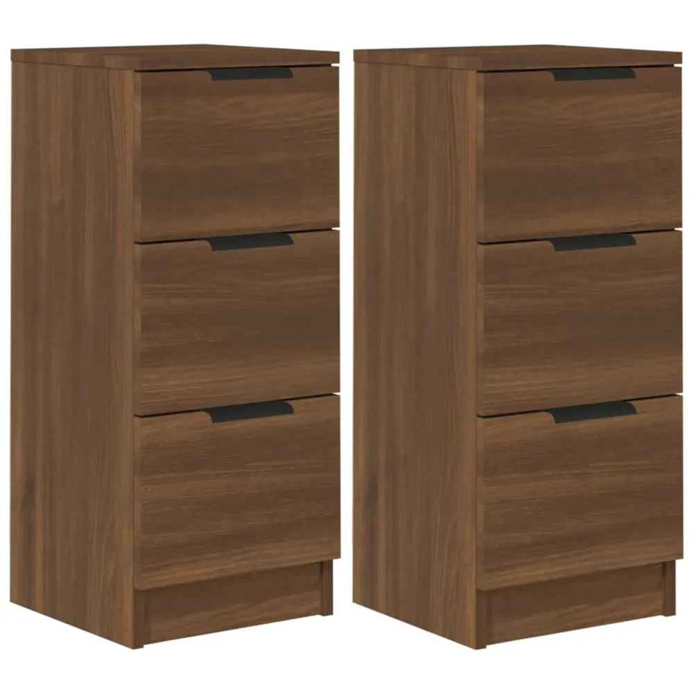 Dressoirs 2 st 30x30x70 cm bewerkt hout bruin eikenkleur