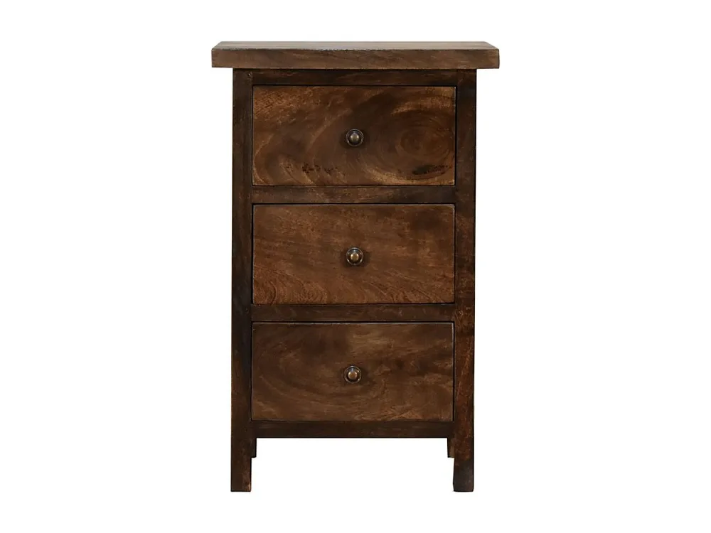 Mobiele Artisan Furniture Massief Houten Traditioneel Grijs Landelijke Nachtkast met 3 Laden, Slaapkamer Nachtkastje