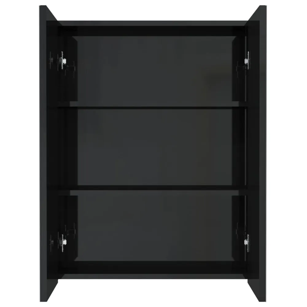 Badkamerkast met spiegel 60x15x75 cm MDF glanzend zwart