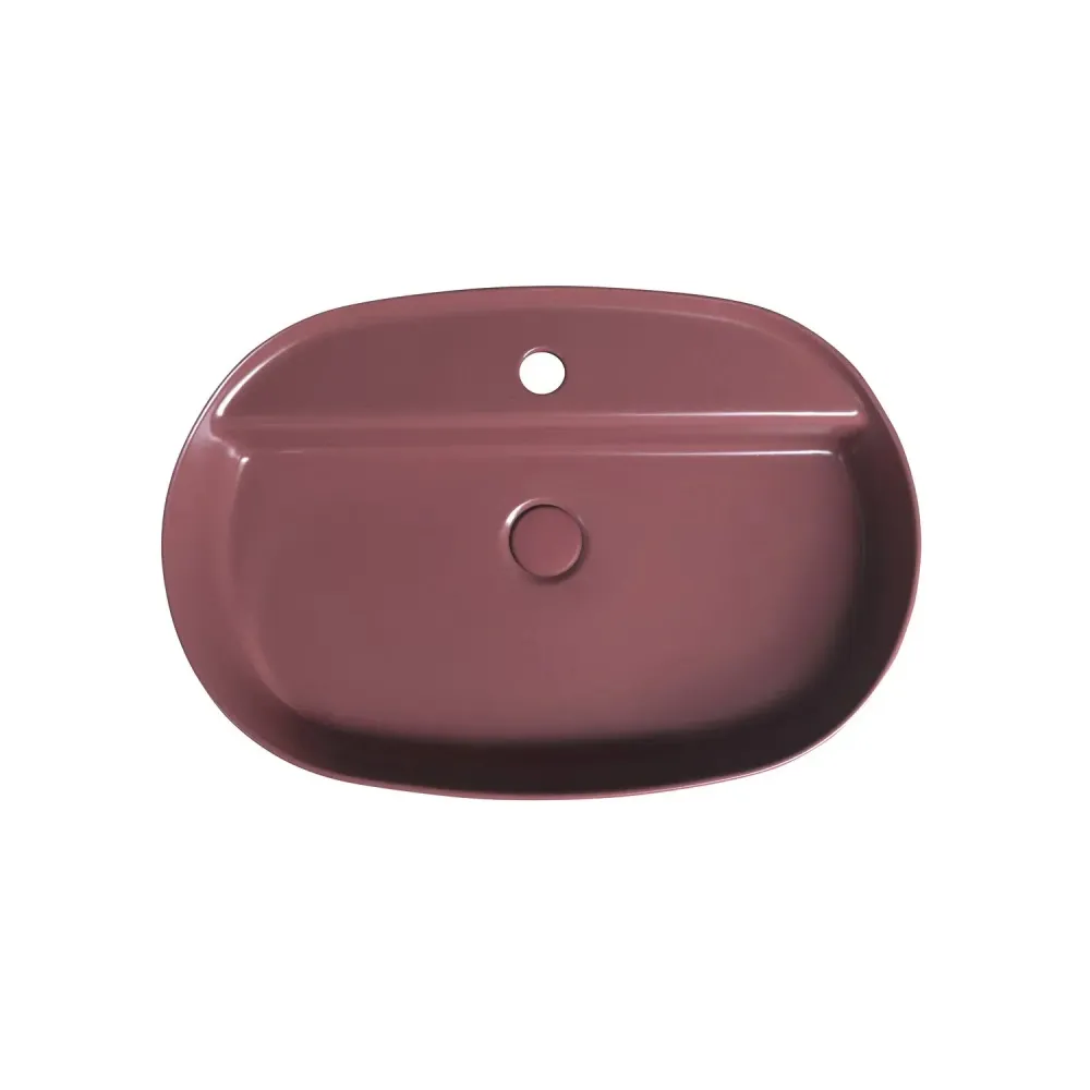 Oval countertop sink hole BathCore Infinity series 60x40 Bordeaux color