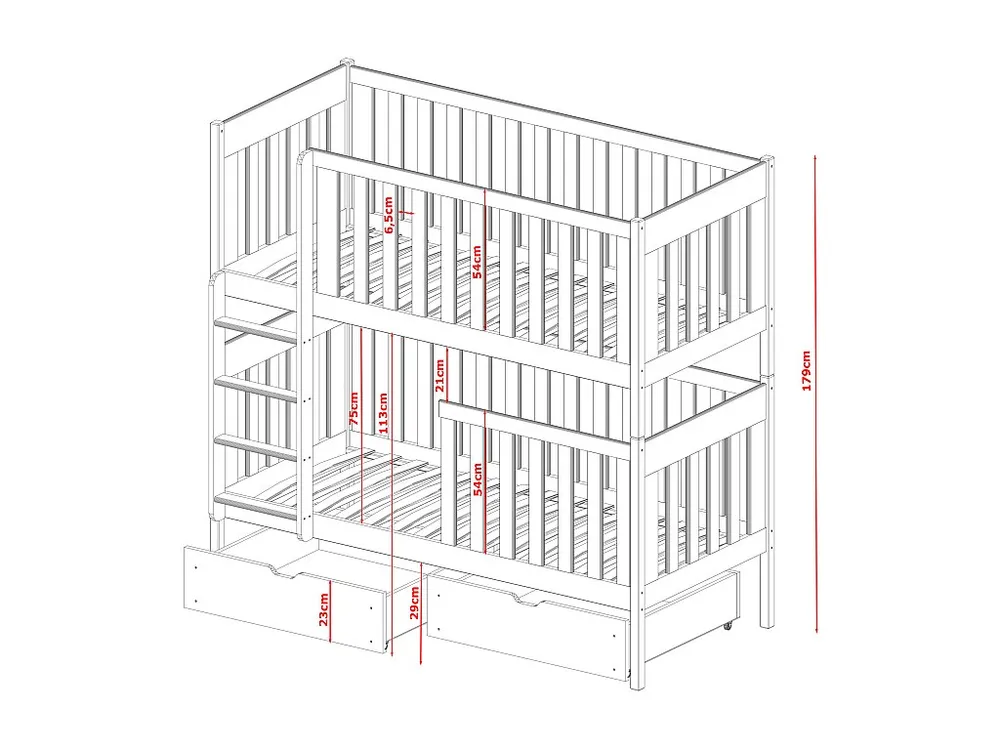 Stapelbed DAWID BB014 80x190 cm Grijs