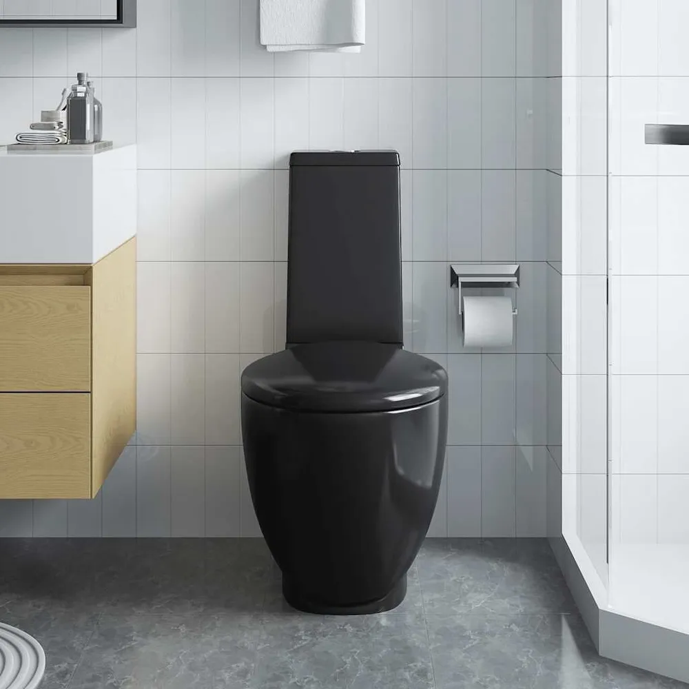 Toilet met afvoer achter keramiek zwart