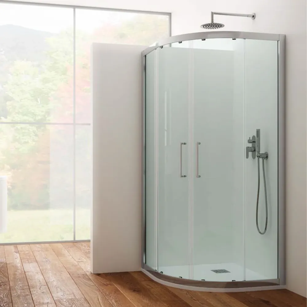 Asymmetric circular shower enclosure 70x90 sliding opening glazen glass 6 mm