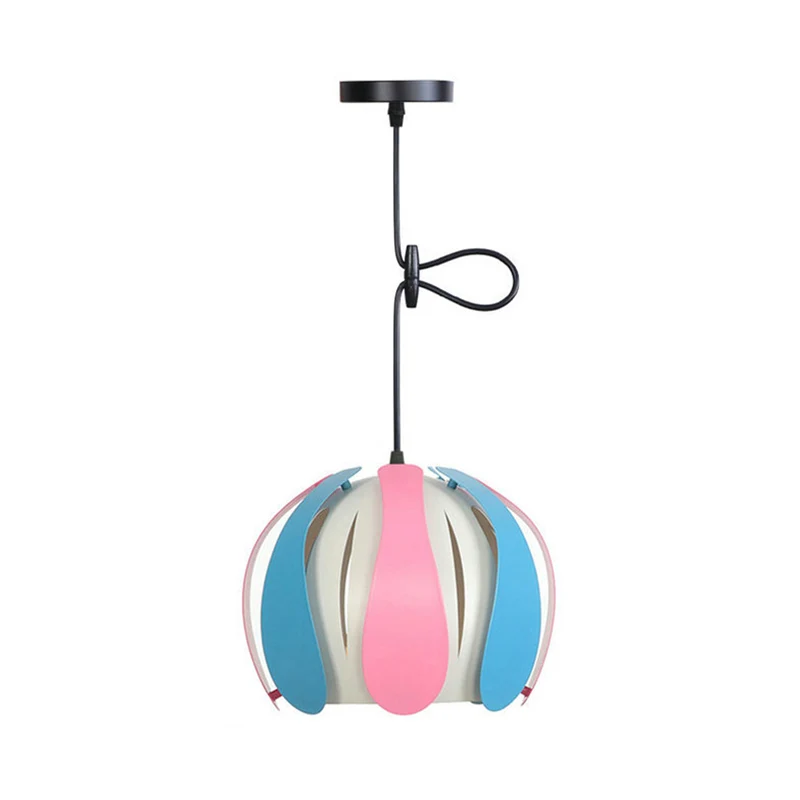 Metal Bud Shade Ceiling Lamp Modern Black/Pink/Yellow Pendant Light Fixture Dining Room Flexibel Cord, 8"/12" Wide Blue