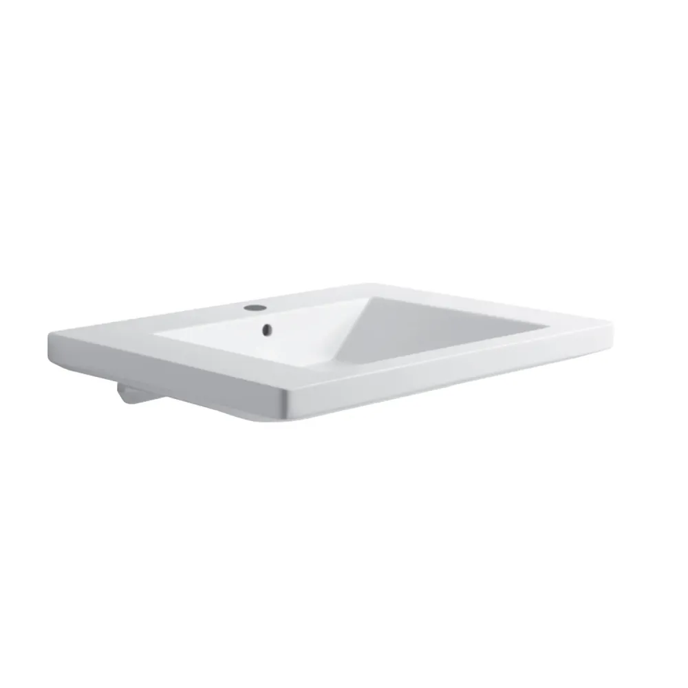 Aan de wand sink disabled people Azzurra Thin 70x57 cm front opening and lever control bar Glossy white
