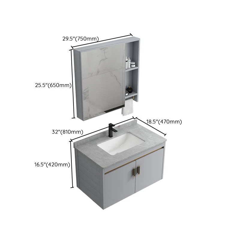 Actueel Grey Wall Mount Bathroom Sink Vanity Faucet Sink 17l