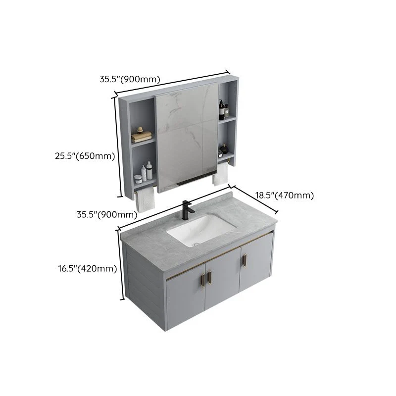 Actueel Grey Wall Mount Bathroom Sink Vanity Faucet Sink 17l