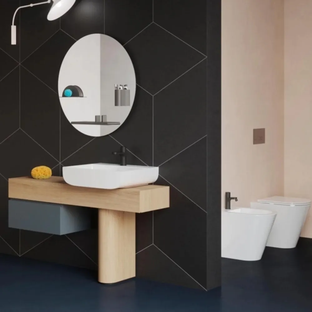 Azzurra Leuca line countertop sink 60x45 cm - Glossy melkwit
