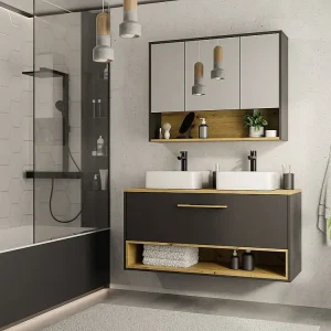 Badkamer muurkast - Antraciet - 100 cm - YANGRA - Koop nu schappelijk uw online meubelshop