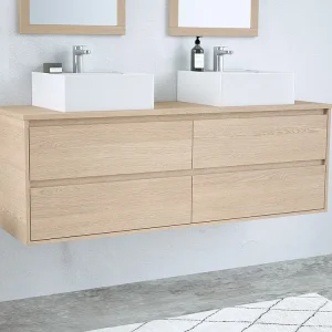Badkamermeubel met dubbele wastafel om erop te positioneren, 150 cm, MILIPAM