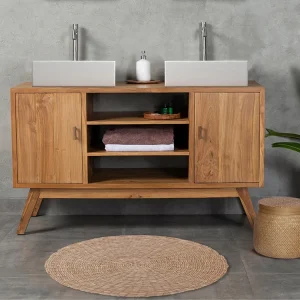 Badkamermeubel teakhout - 135 cm - GIANYAR - Koop nu laaggeprijsd uw online meubelshop