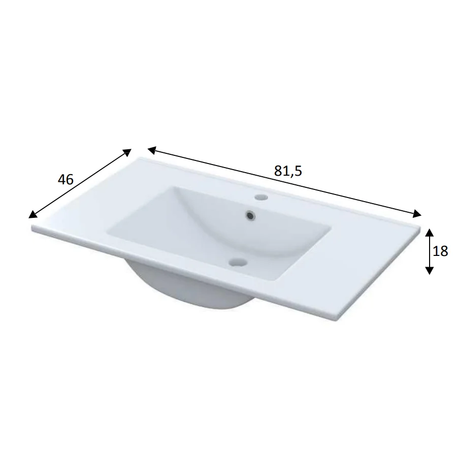 Bathroom cabinet Line 2 drawers sink and mirror Alaska Eik color 80 cm