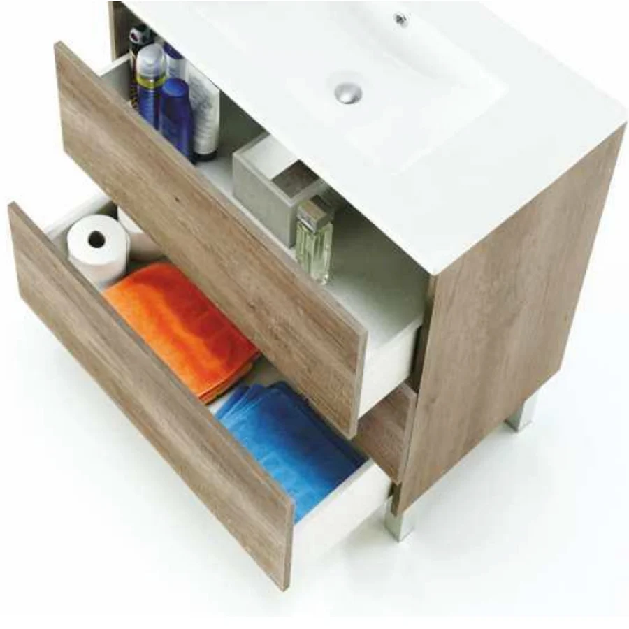 Bathroom cabinet Shibumi melamine 3 drawers sink and mirror