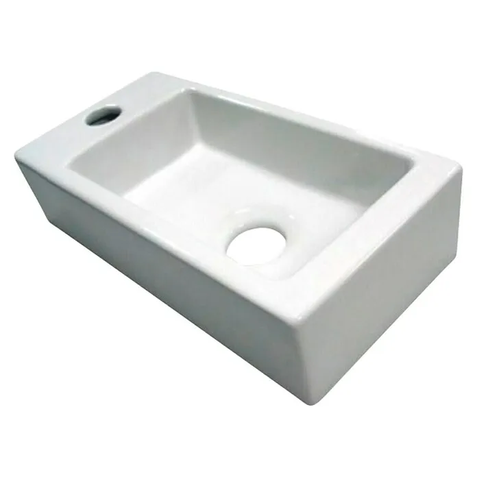 Best Design Fontein Handzaam Block - b x l: 33 x 18 cm, Kraangat: Links, Wit