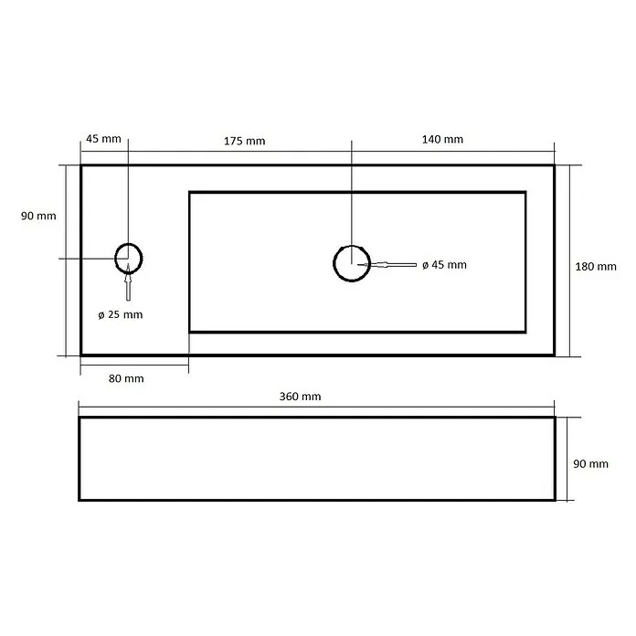 Best Design Fontein Handzaam Block - b x l: 33 x 18 cm, Kraangat: Links, Wit