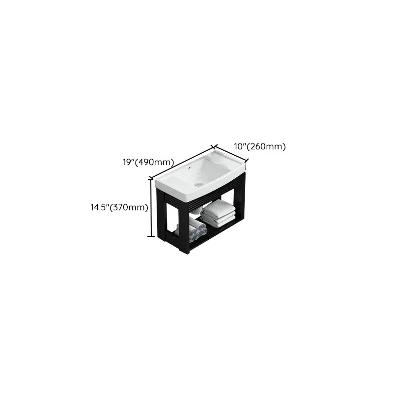 Black Bath Vanity Rectangular Single Sink Wall Mounted Metaal Frame Bathroom Vanity 13l