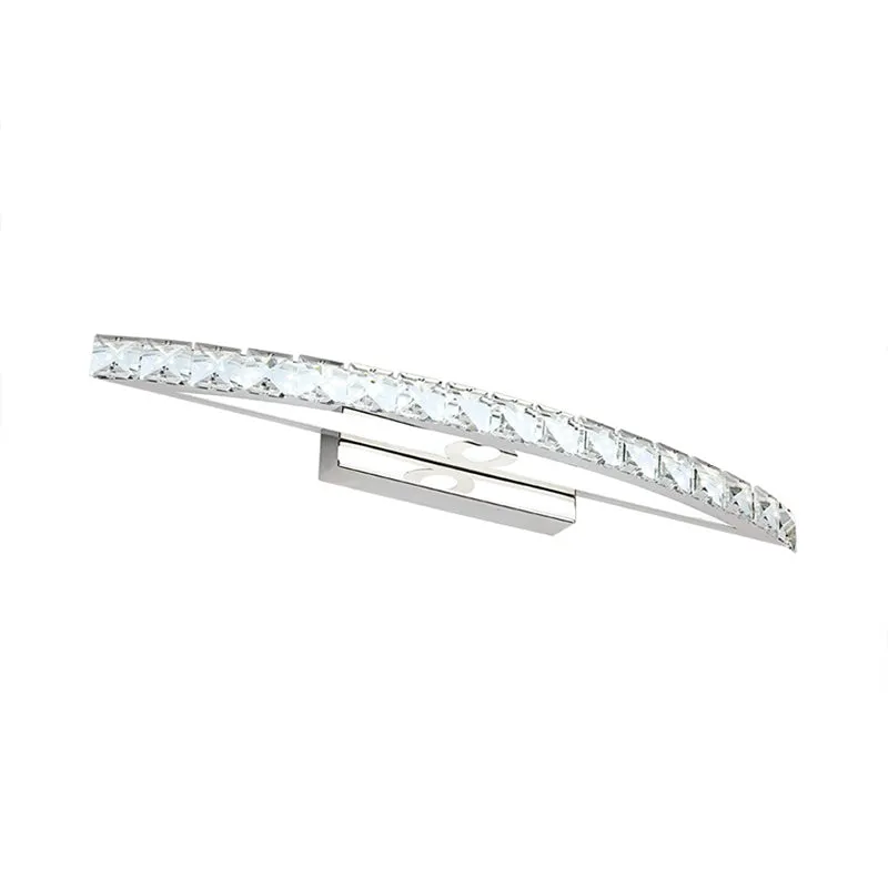 Boogvormige ijdelheid verlichting hedendaagse kristal zilveren wandkandelaar licht warm/wit zacht voor badkamer, 17"/21"/2...