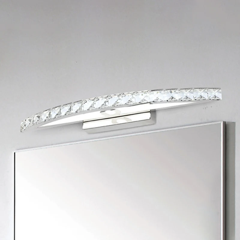 Boogvormige ijdelheid verlichting hedendaagse kristal zilveren wandkandelaar licht warm/wit zacht voor badkamer, 17"/21"/2...