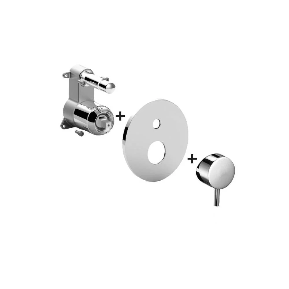 Built- shower mixer diverter PBOX 015 ABS plate Light series model LIGBOX015CR Metaalglans Paffoni