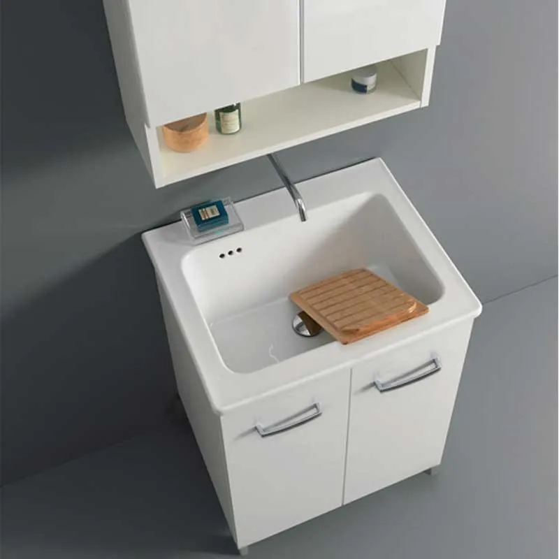 Ceramic laundry sink 2-door melamine cabinet Nanco Xilon 60x50 cm Glossy sneeuwwit