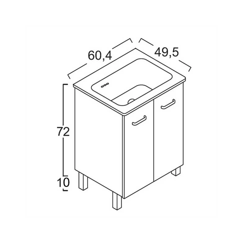 Ceramic laundry sink 2-door melamine cabinet Nanco Xilon 60x50 cm Glossy sneeuwwit