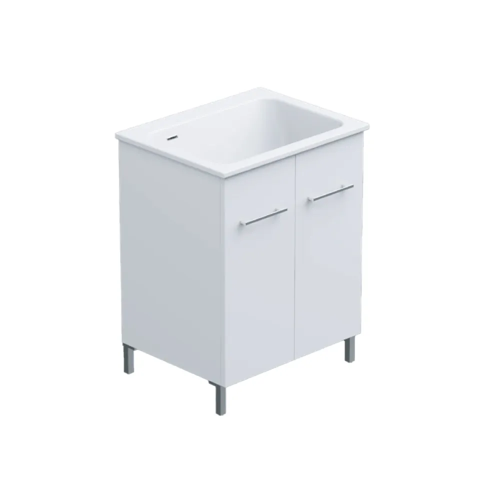 Ceramic laundry sink 2-door melamine cabinet Nanco Xilon 60x50 cm Glossy white